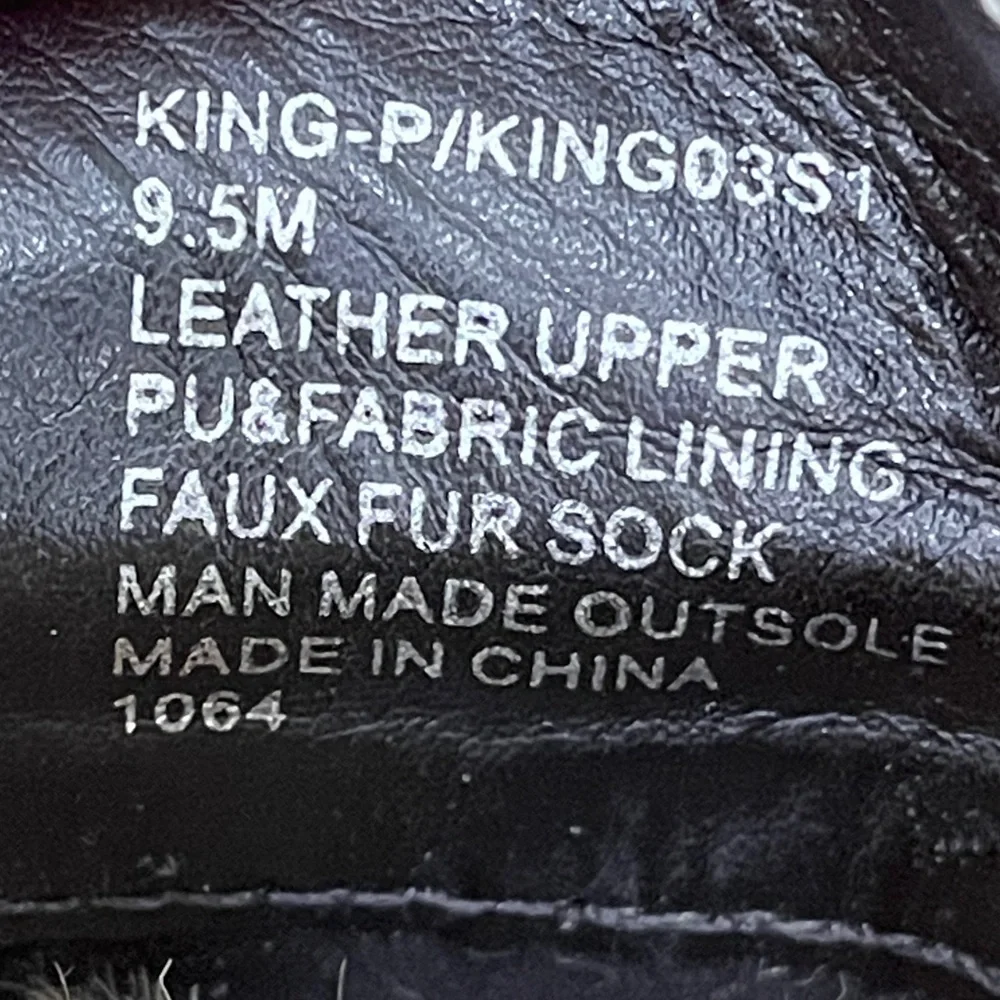 Steve Madden Black Leather King Tiger Embroidered Faux Fur Mule Shoes 9.5 US - Picture 10 of 11